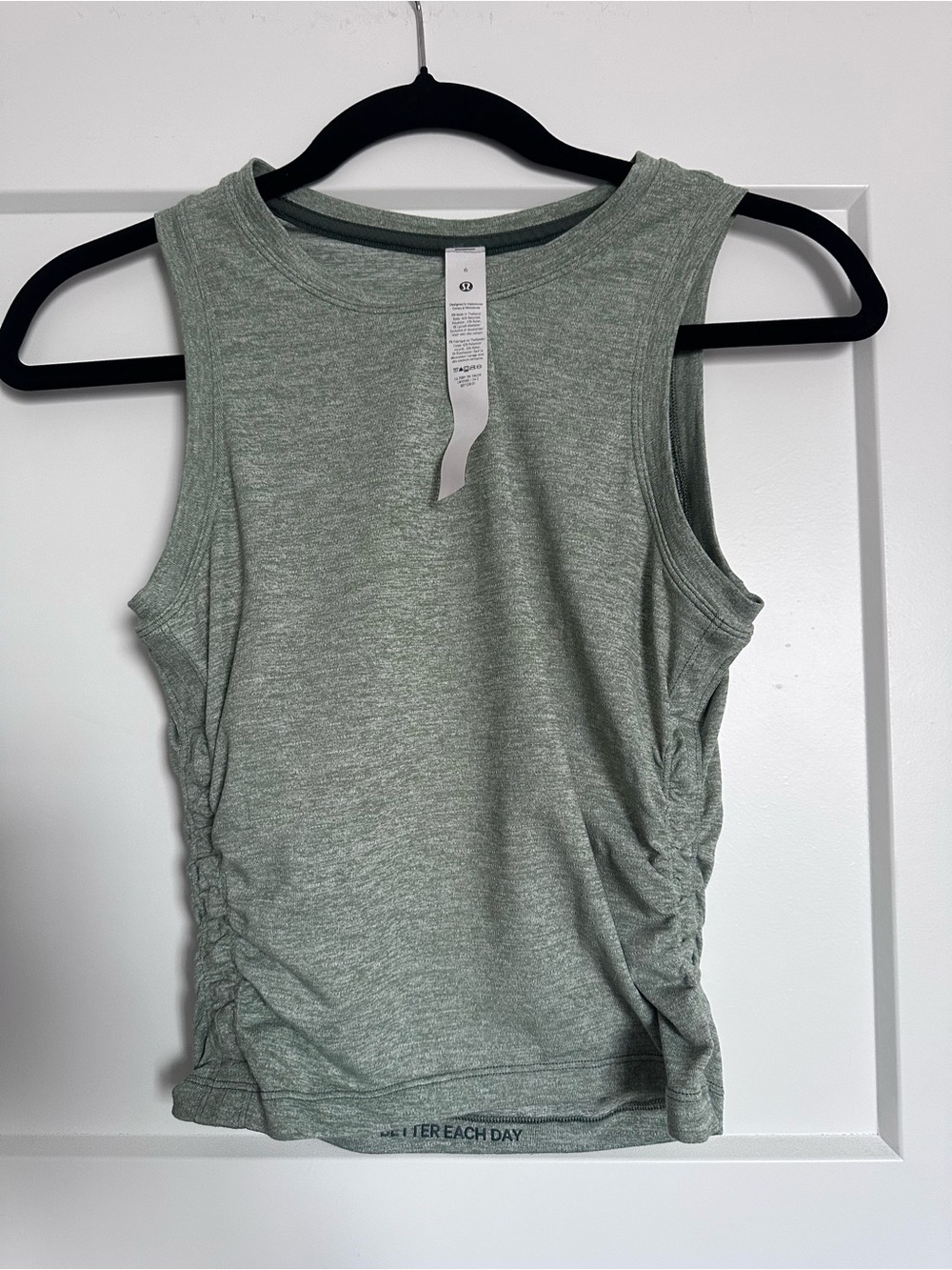 lululemon athletica Heathered Sage Green Side Ruched Tank